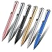 kyinflose Rollerball Gift Pens, Smooth Gel Ink Metal Twist 0.5mm Nice Black Pen Set(0.7mm Black & Blue Pen Refills), Fine Point Pens for Man/Woman, Silver
