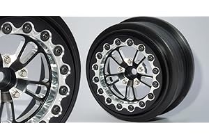 SSD RC V Spoke Rear 2.2" / 3.0" Lightweight Drag Racing Beadlock Wheels (Black) (2)