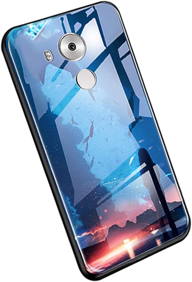 YSIMEE Compatible with Case Huawei Mate 8 Silicone Night Luminous Fluorescence Art Design Glass Hard Back TPU Gel Ultralight Thin Slim Soft 360 Degree Anti Fall Shockproof Protective Cover,Guard
