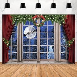 OFILA 12x8ft Christmas Window Backdrop for