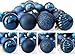 KI Store 24ct Christmas Ball Ornaments Shatterproof Christmas Decorations Tree Balls Small for Holiday Wedding Party Decoration, Tree Ornaments Hooks Included 1.57” (40mm Midnight Blue)