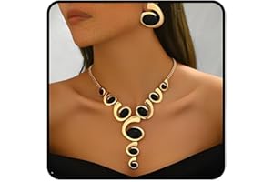 AIETUE Gold Jewelry Set, Silver Black Boho Western Double Layered Chunky Vintage Pendant Necklace Stack Trendy Adjustable Non Tarnish Bracelet Cowgirl Dainty Hypoallergenic Earrings Jewelry Sets For Women