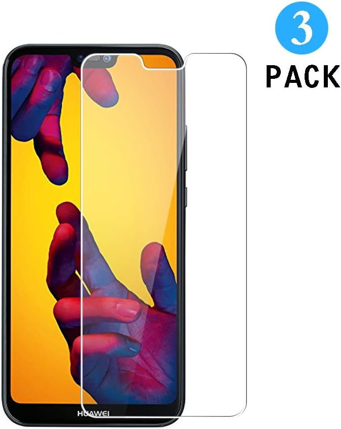 WEOFUN 3 Pack Huawei P20 Lite Screen Protector, HD Tempered Glass for Huawei P20 Lite Glass Film 5.84'' [9H Hardness] [Bubble-Free Installation] [2.5D Round Edge]