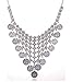 Flesser® Women Coins Statement Bib Chunky Choker Necklace Pendant (Silver)