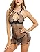 Avidlove Women Lace Babydoll Mesh Chemise Sleepwear Sexy Open Back Lingerie Black M