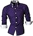 jeansian Men's Slim Fit Long Sleeves Casual Shirts 8382 Purple S
