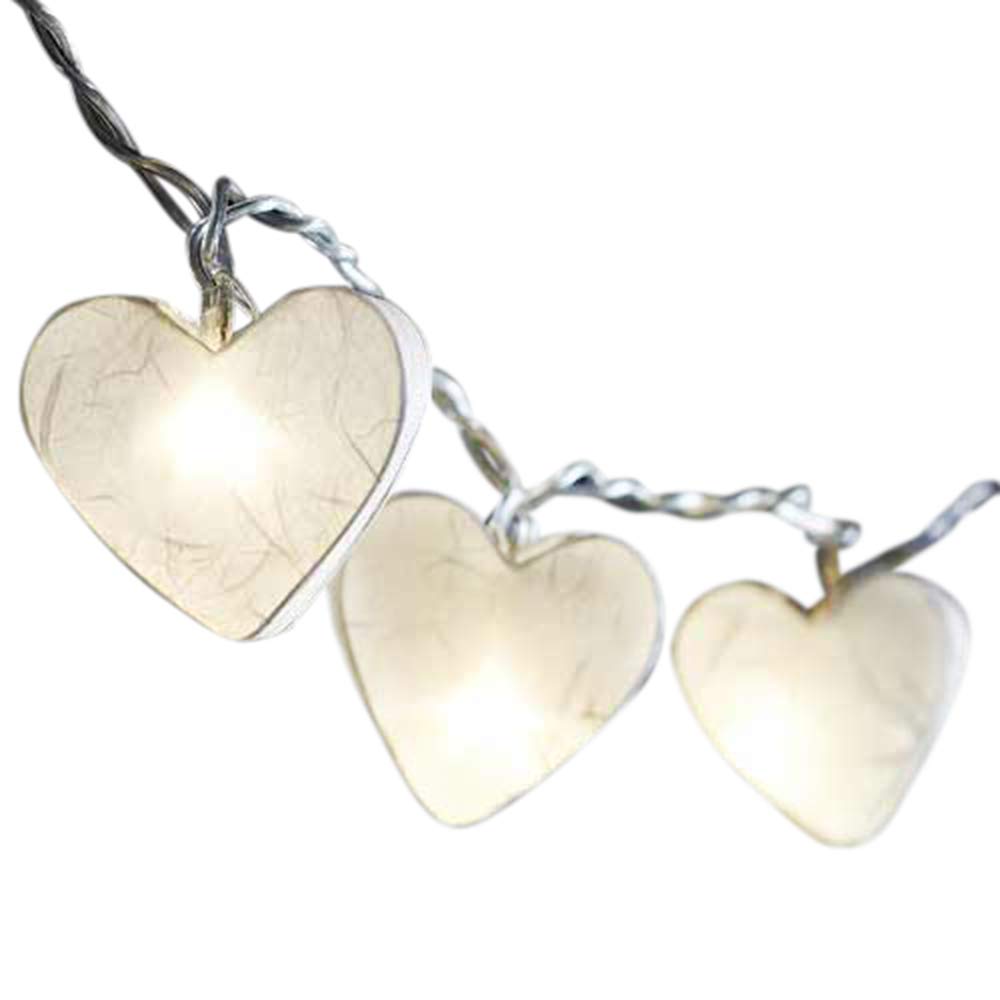 Blaze On Radiant Heart Fairy Lights (White Coloured) – 20 Warm White LED Lights – Handcrafted 3D Hearts Created from Hand-Screened Mulberry Paper – Includes UK USB Adapter – Indoor String Lights