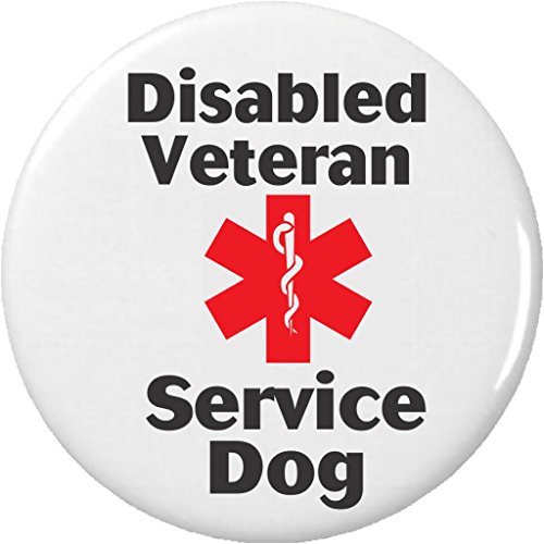 Disabled Veteran Service Dog Medical Alert 2.25â€ Large Button Pin Disability