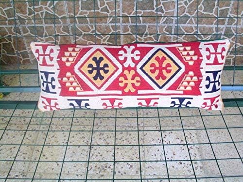 Decorative lumbar kilim pillow cover, 70x30cm, geometric, bohostyle cushion, aztec pattern, ethnic pillow, bohohome, bohemianstyle decor