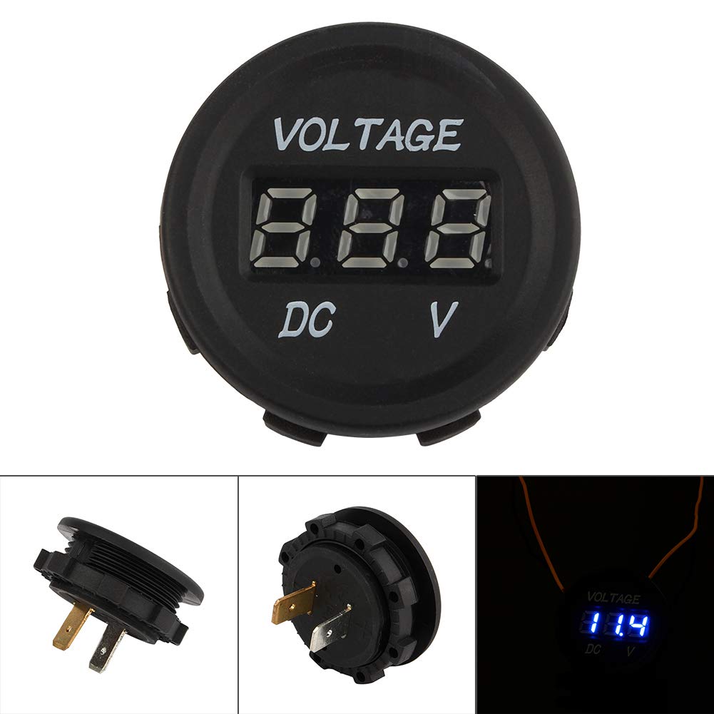 Car Motorcycle Voltmeter, 12V-24V Car Motorcycle LED DC Digital Display Voltmeter Waterproof Meter ZY