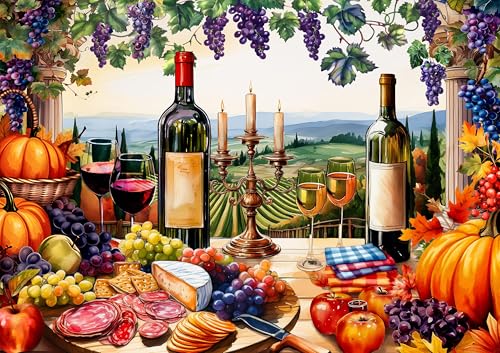 Springbok Vineyard View 500 Piece Jigsaw Puzzle for Adults - Wine and Fall Puzzle - Unique Cut Pieces - Made in USA