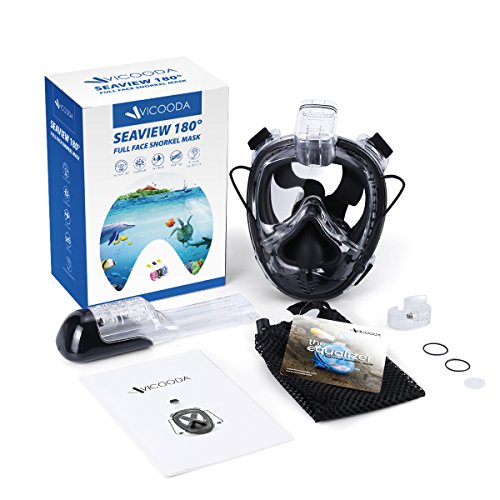 VICOODA Full Face Snorkel Mask for Kids and Adults【2018 New Version】,180°Panoramic View,Anti-Fog,Anti-Leak,One Size Snorkeling Mask with GoPro Mount,Fits All 30-50 Meters Deep Diving - Black - Thumbnail 7