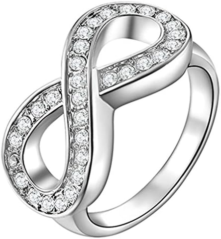 Gorgeous Angel Women's 18K White Gold Plated Infinity Rings Infinity Love Promise Rings for Her CZ Crystal Friendship Rings Wedding Engagement Band Size 5
