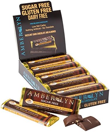 Amber Lyn Sugar-Free Dark Chocolate Hazelnut Almond Bar, 15-Count