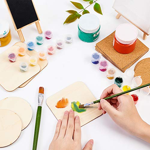 AHANDMAKER 24 Stück Selbstklebende Korkuntersetzer, 4 Arten Von Runden und Quadratischen Holzscheiben und Korkmatten für… – Bild 5