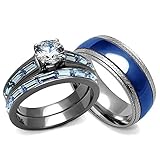 Bellux Style His and Hers Wedding Rings Set - Women's 3.24 Carats Wedding Engagement Rings and Men's Matching Band