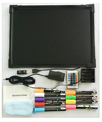 LED Writing Board Neon Effect Illuminated Erasable Flashing Message Sign Multi-color with remote control 32"X24"