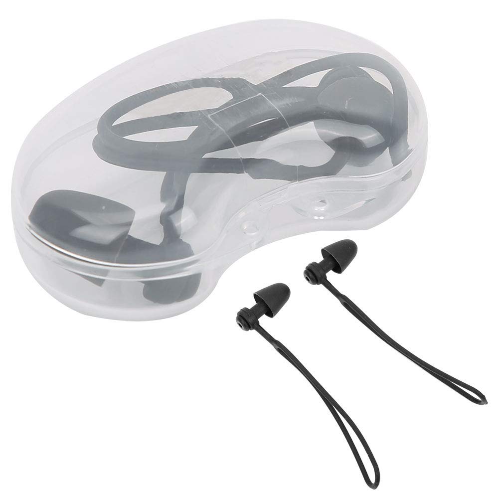 SUNGOOYUE Ear Plugs for Swimming, Unisex Soft Silicone Blocks Out Water Earplugs with Lanyard and Storage Box for Water Activities
