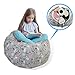 Stuffed Animal Storage Bean Bag Chair - Large Size 30 inch Cotton Canvas Children’s Plush Toy Organizer Storage Bag (Gray)