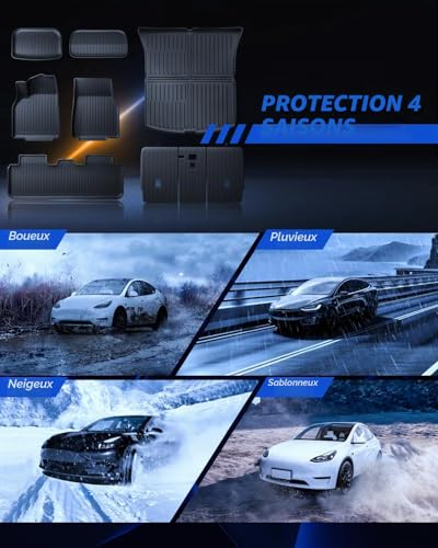 LANTU 9pcs Floor Mats for Tesla Model Y 2025-2026 Premium/Performance TPE All Seasons 3D High Edge Non-slip Waterproof for Trunk and Second Row Seats Juniper Accessories