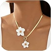 Red Yun En Flower Choker Necklaces for Women White Pink Yellow Floral Statement Necklaces Gold Dainty Chain Necklace Trendy Floral Necklace Jewelry for Women