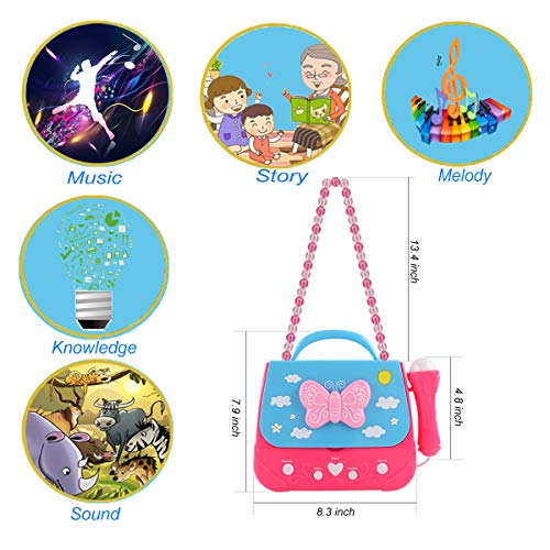 ROFAKU Kids Karaoke Machine, Girls Karaoke Machine Toys Music Player with Microphone and Lights, Battery Operated Portable Singing Machine with Adorable Sing-Along Boom Box for Girls - Thumbnail 6