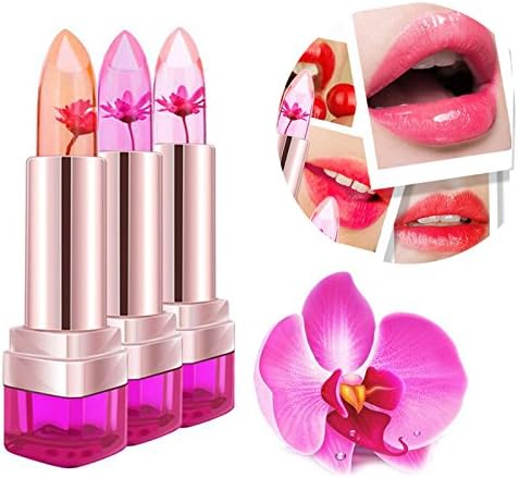 Flower Lipstick, Jelly Lipstick with Flower Inside 3 Colors Gradation Lipstick for Pink Lips (Set of 3)