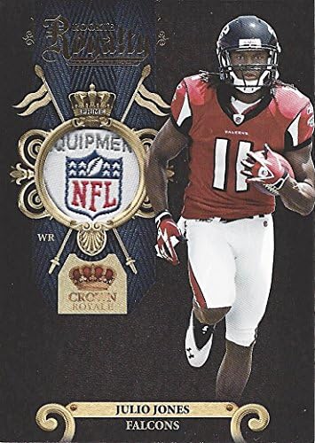 JULIO JONES 2011 Panini Crown Royale Football ROOKIE NFL JERSEY LAUNDRY TAG PATCH Game-Worn (Atlanta Falcons) Rare Insert NFL Collectible Trading Card #26/50