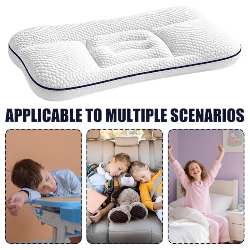 Kids Pillow – TPE Fabric Shoulder Support | Orthopedic Cervical Spine Correction Pillows For Side Sleepers | Breathable Bedding For Boys Girls Homes Apartments Daycare Travel Cars Airplanes