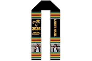 CafeTime Custom Graduation Stoles Class of 2025 Congratulation Gifts, Kente Graduation Sash, Print with Authentic African Art