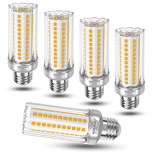 16W E27 LED Bulb, Equivalent to 120W 150W Halogen Lamp, Warm White Light 3000K 1900LM, Edison Corn Candelabra, High Brightness and Energy Saving Non-Dimmable 5 Pieces