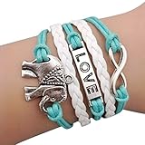 Ularmo Jewelry Mens Womens Multilayer Leather Bracelet Vintage Charm Bangle (Infinity Love)