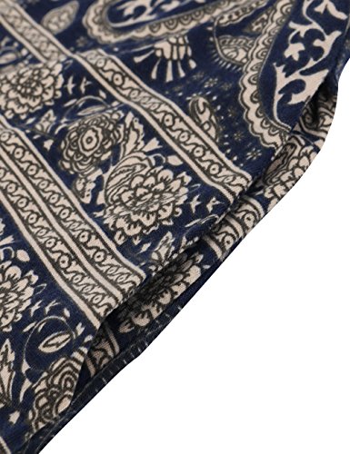 Faddare Ethnic Dress,Lady Comfortable Above Knee Length Mini Dresses,Blue S