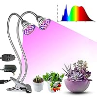 ROYFACC Grow Light 60W LED Growing Lamps Bulbs Full Spectrum Dual Head Plant Lamp 80 LED Chips Plant Lights, Adjustable Gooseneck for Indoor Plants, Double Switch Clip-On Desk