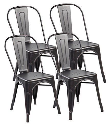eurosports Vintage Design Strackable Metal Dinning Chairs with Back Tolix-Style for Indoor-Outdo ...