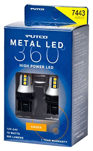 Putco Lighting 347443A-360 Metal LED 360 7443 Bulb Type Amber Metal LED 360