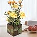 RERXN Artificial Flower with Wooden Fence Pot Silk Potted Rose Arrangement for Home and Wedding Decor (Yellow)