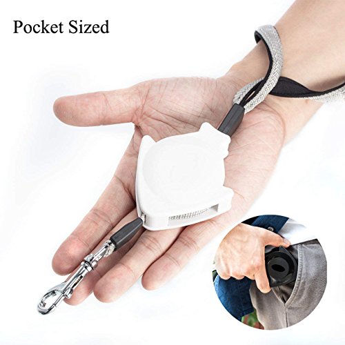 DELE Retractable Pet Leash, 4.7ft/1.4m Pet Walking Leash for Small/Medium/Big up to 88lbs,2nd Generation,Strong Belt,Tangle Free,Double Direction Extension, Pocket Sized,Portable,Durab (White) - Thumbnail 3