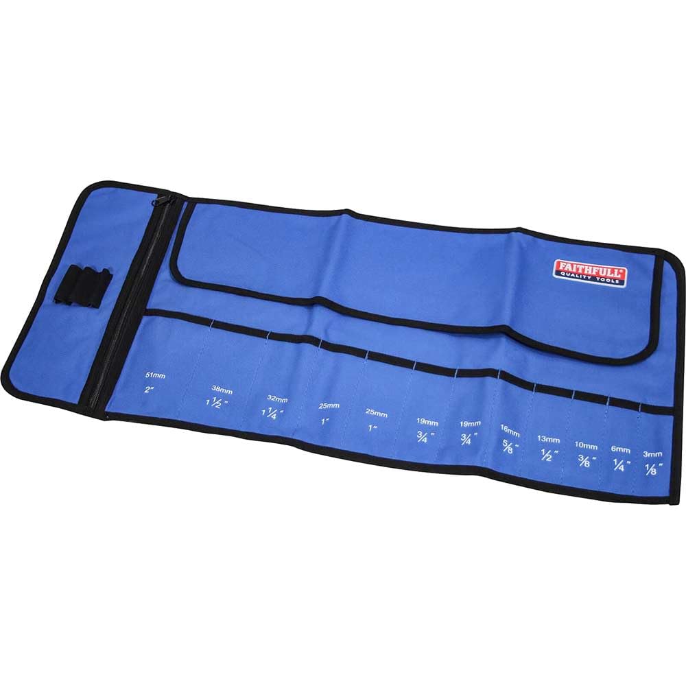 Faithfull Chisel Roll 12 Pocket, Blue, FAICR12, Approximate size: 32 x 68cm