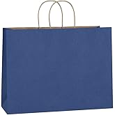BagDream 16x6x12 Inches 50Pcs Kraft Paper Bags with Handles Bulk, Large Gift Bags for Shopping, Grocery, Retai, Merchandise, Party Favor Gifts, Recyclable Navy Blue Paper Sacks