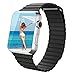 BRG Leather Loop with Adjustable Magnetic Closure iWatch Band Replacement Strap for Apple Watch Series 2 Series 1 Sport Edition 38mm Medium - Black