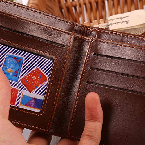 fannay Men\'s Leather Passcase Wallet, Lightweight Wallet with Textile Lining, Exercise Machine Attachments