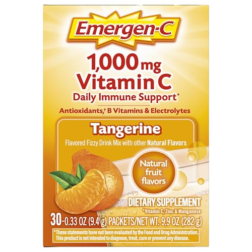 EMERGEN-C 1000MG VITAMIN C IMMUNE SUPPORT POWDER TANGERINE 30CT INCLUDES ZINC, MANGANESE, 7 B VITAMINS AND ELECTROLYTES FOR BACK TO SCHOOL ESSENTIALS