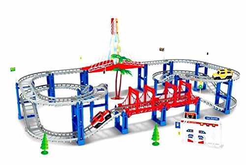 Electric RC Slot Car Racing Track Sets Dual Speed Mode Race Track for Boys and Girls - Colorful LED Lights, 2 Slot Racing Car