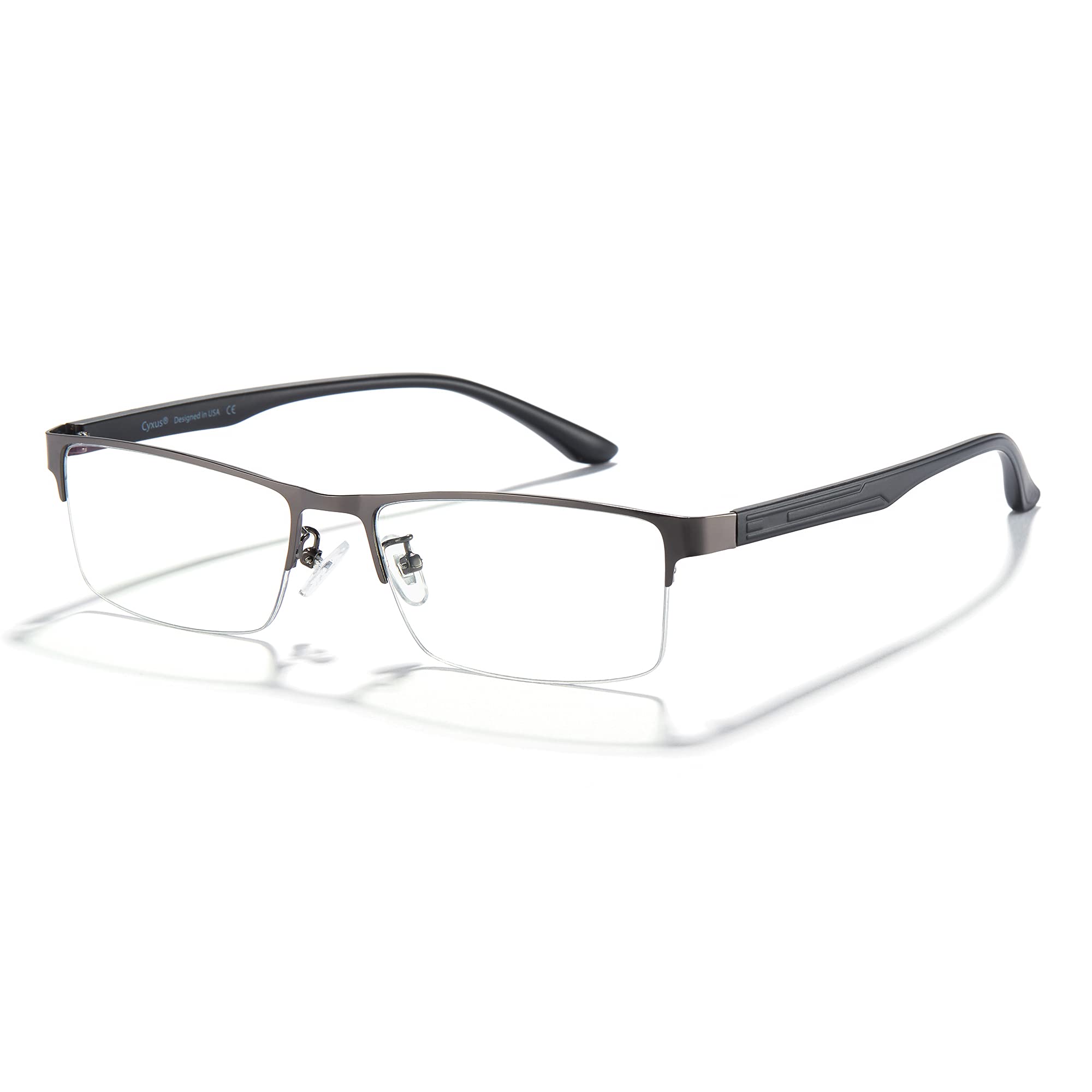 Photo 1 of Cyxus Blue Light Glasses for Men Semi Rim Glasses Crystal Lens Rimless Glasses Computer Glasses UV Blocking Gaming Eyeglasses
