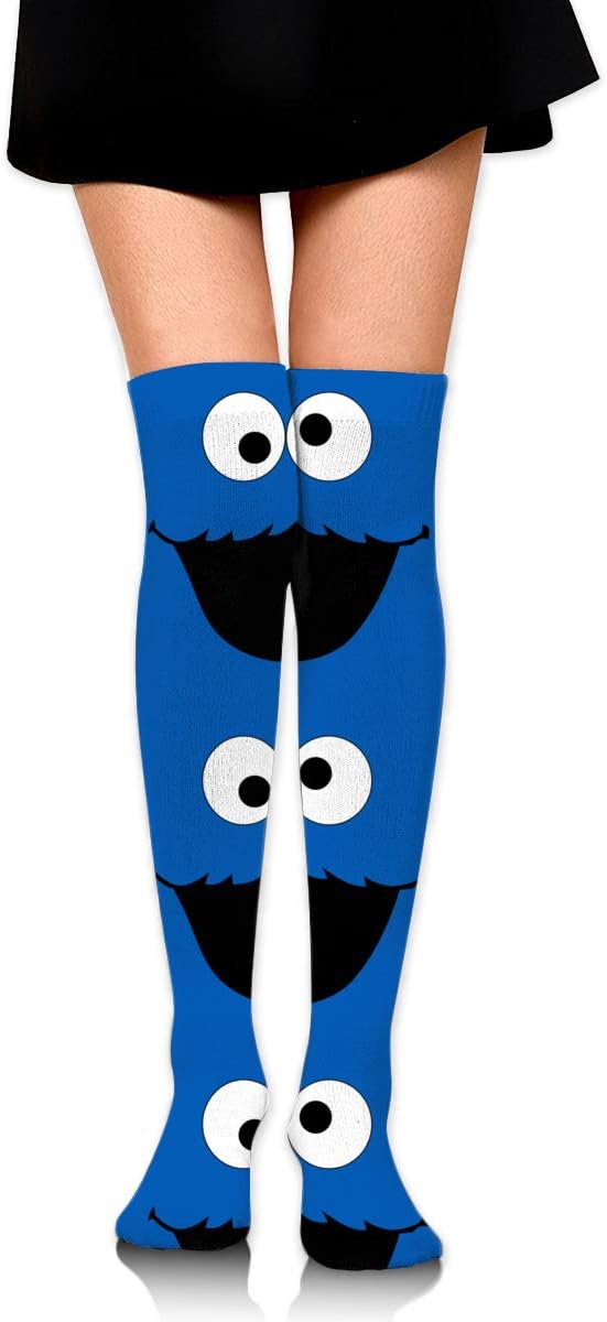 Cookie-Monster Novelty Art Unisex Athlete Over Knee High Socks Sport Football Soccer Tube Stockings