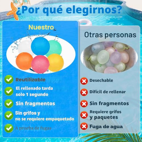 Reusable Water Balloons, 16 Pcs Reusable Self-Seal Silicone Water Balloons and 1 Mesh Bag, Quick Fill Water Balloons for Kids and Adults, Water Toy for Kids and Adults