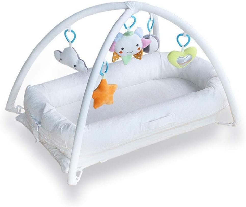 ETERLY Washing Bed Cotton Bed Portable Crib Game Bed Newborn Imitation Uterine Latex Coconut Mattress (Color : 2, Size : 920x530x160mm)