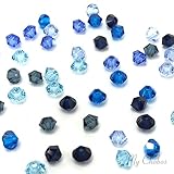 50 pcs Swarovski 5328 / 5301 4mm Crystal Xilion Bicone Beads BLUE Colors Mix **FREE Shipping from Mychobos (Crystal-Wholesale)**