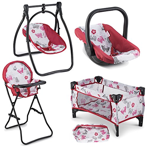 Litti Pritti 18-Inch Baby Doll Nursery Playset - Baby Doll Accessories Set with Swing, Crib, High Chair, and Carrier - Baby Doll Furniture for Girls - Suitable for 18-Inch Dolls and Kids Ages 3 and Up